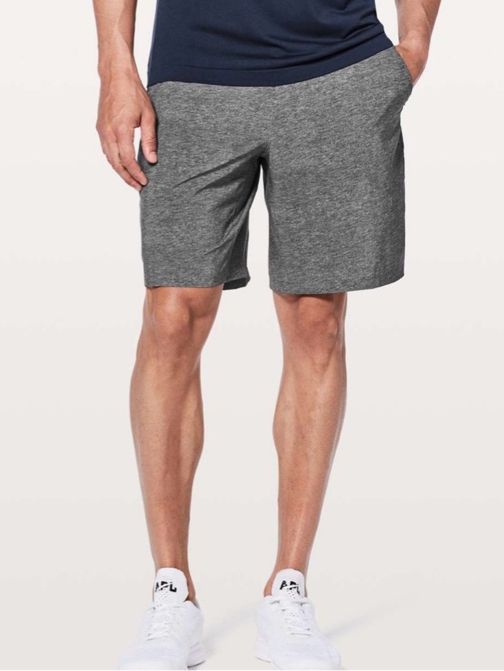 Lululemon Pace Breaker Short *Linerless 9" Heathered Grey Deep Coal Size Large